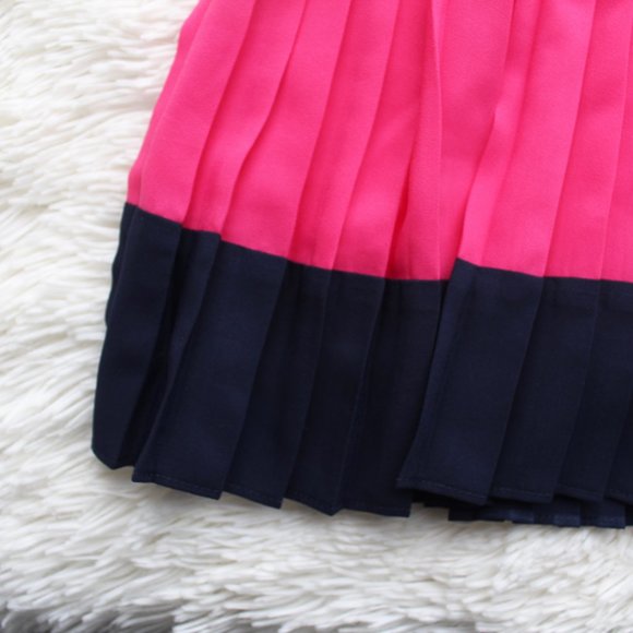 Aeropostale Pink Navy Colorblock Pleated Skirt XS - Picture 3 of 8